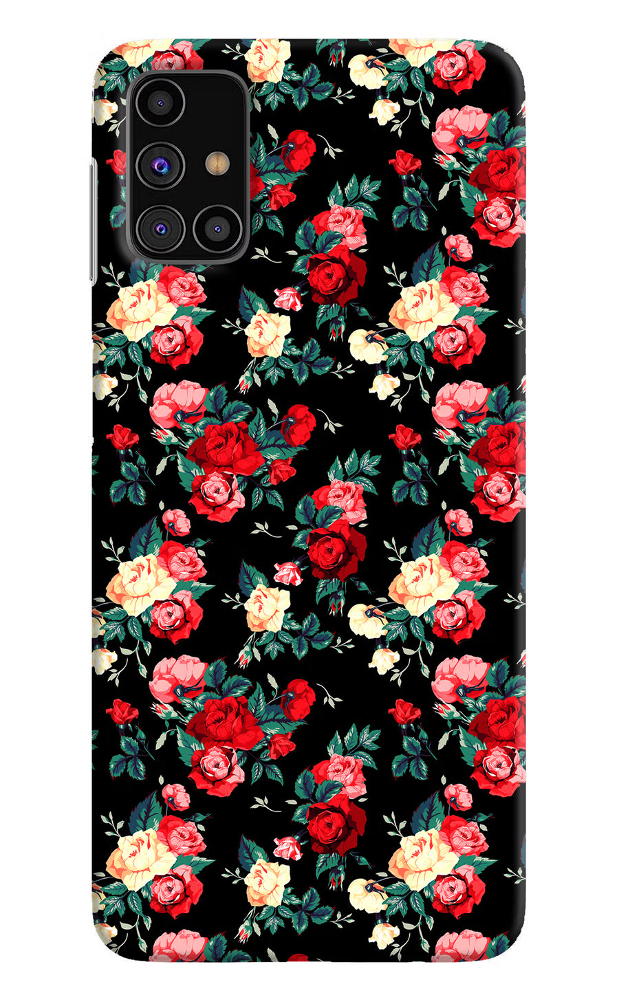 Rose Pattern Samsung M31s Back Cover, Hard case