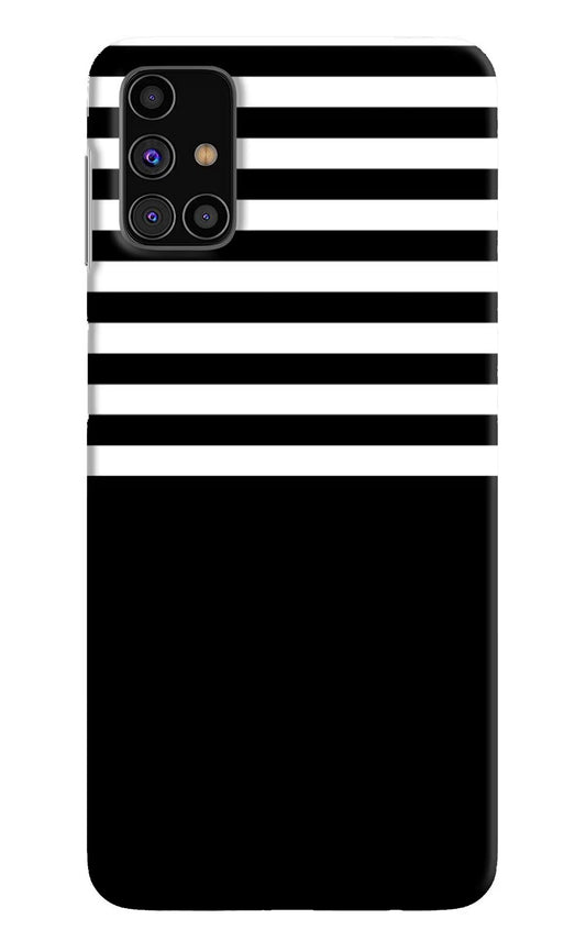 Black and White Print Samsung M31s Hard Case Back Cover by Casekaro