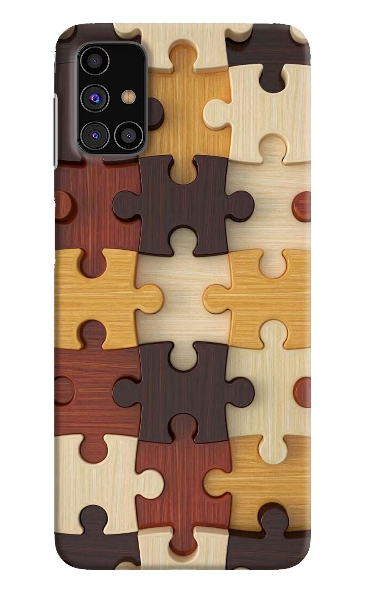 Wooden Puzzle Samsung M31s Hard Case Back Cover by Casekaro