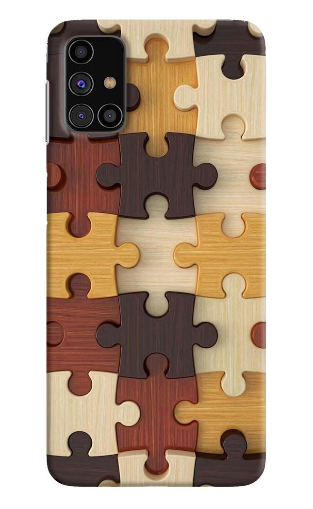 Wooden Puzzle Samsung M31s Hard Case Back Cover by Casekaro