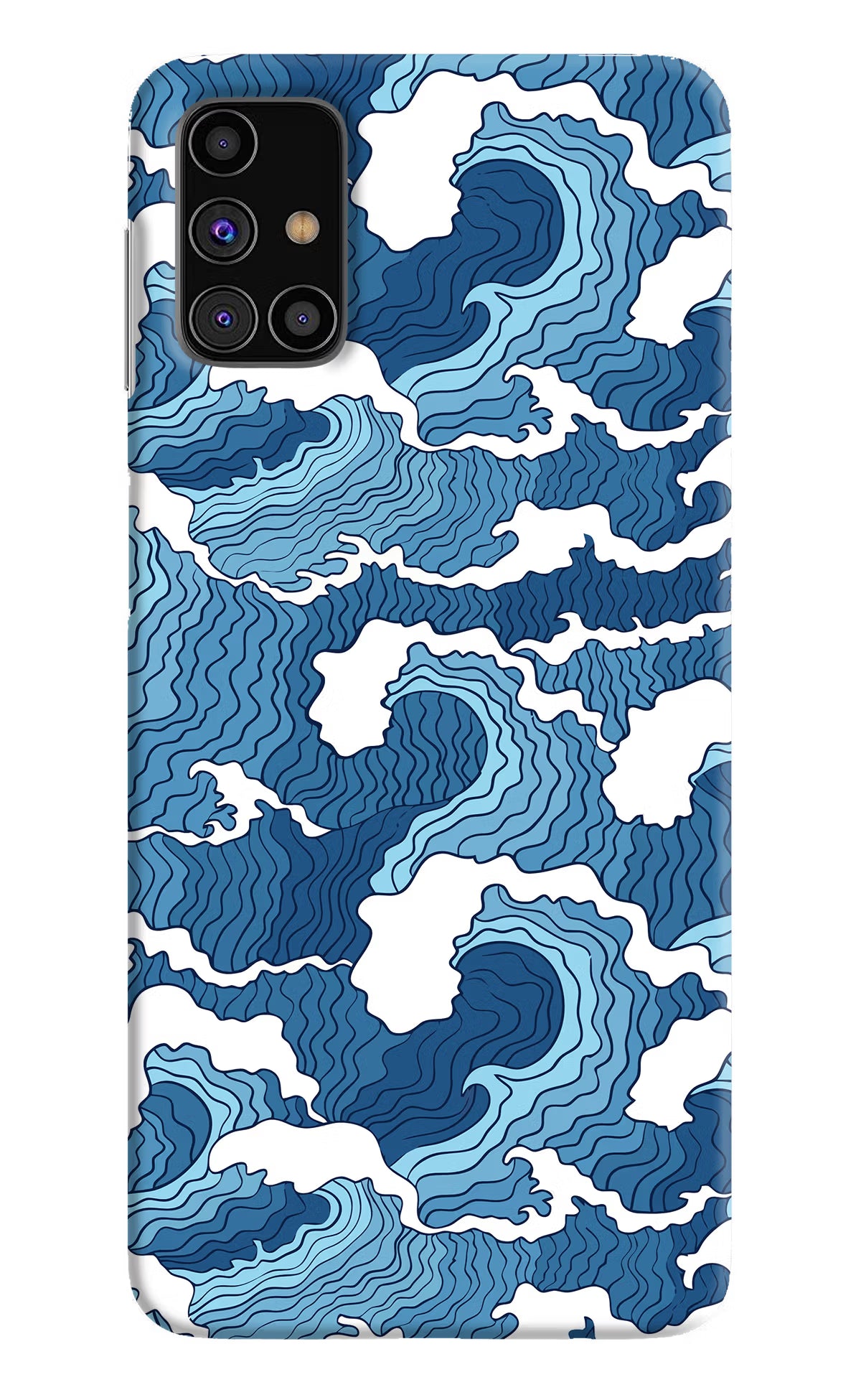 Blue Waves Samsung M31s Hard Case Back Cover by Casekaro
