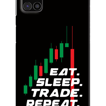 Eat Sleep Trade Repeat Samsung M31s Hard Case Back Cover by Casekaro