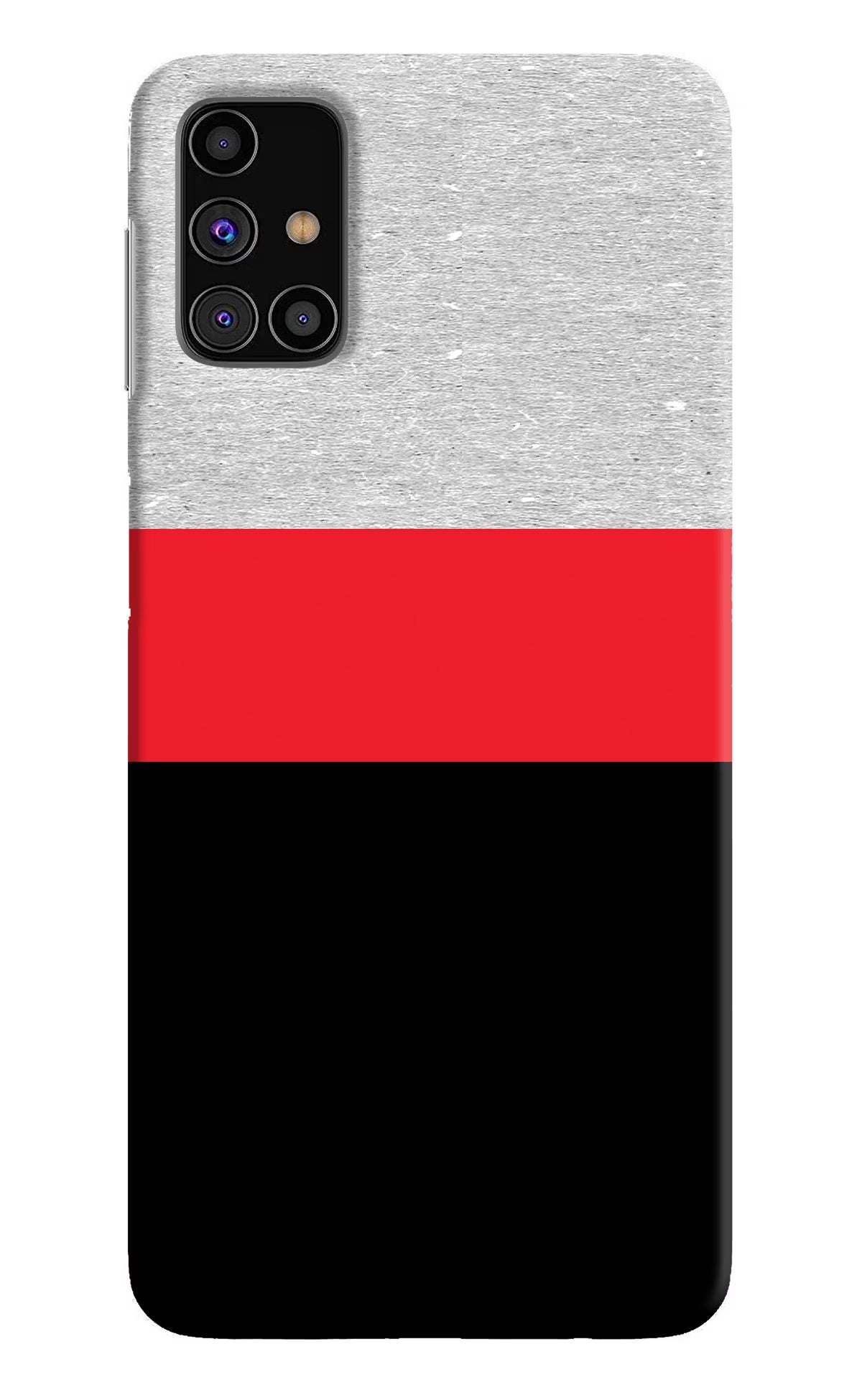 Tri Color Pattern Samsung M31s Hard Case Back Cover by Casekaro