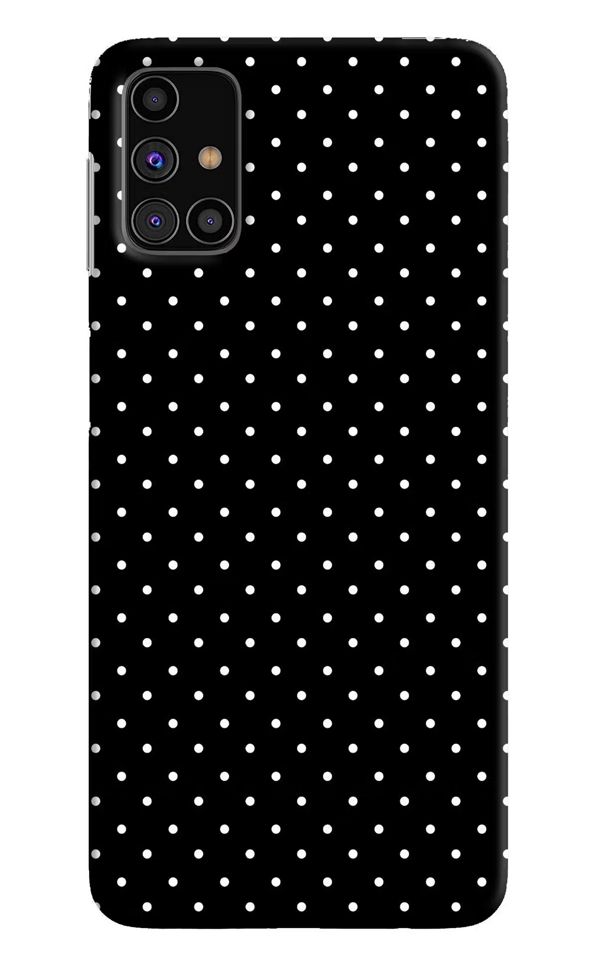 White Dots Samsung M31s Hard Case Back Cover by Casekaro