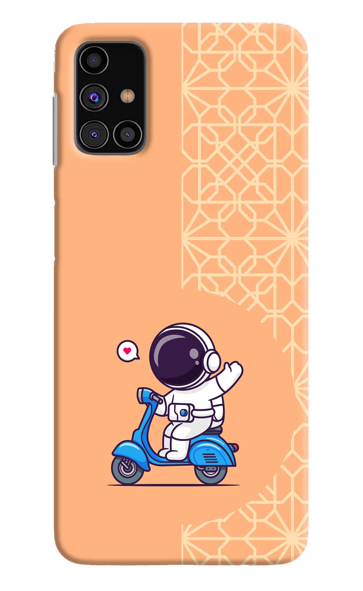 Cute Astronaut Riding Samsung M31s Hard Case Back Cover by Casekaro