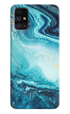 Blue Glitter Marble Samsung M31s Hard Case Back Cover by Casekaro