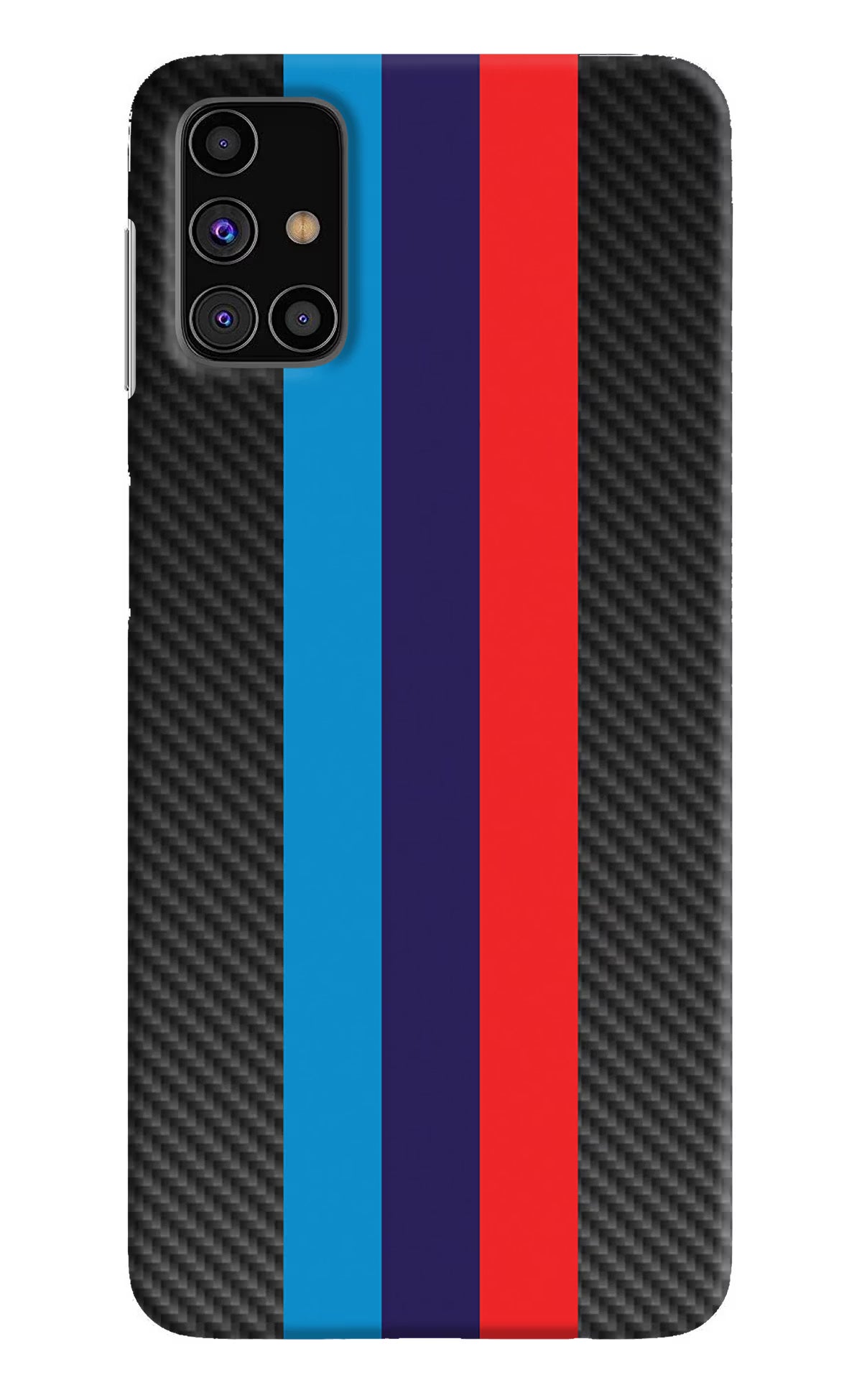 BMW Stripes Pattern Samsung M31s Hard Case Back Cover by Casekaro