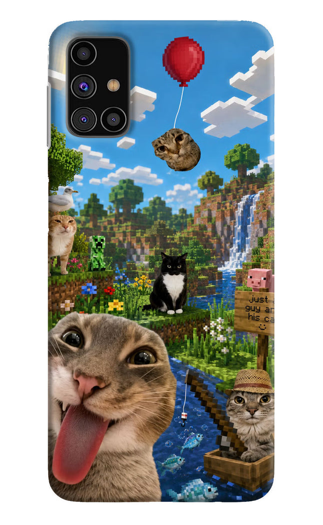 Minecraft Cat Chaos Samsung M31s Hard Case Back Cover by Casekaro