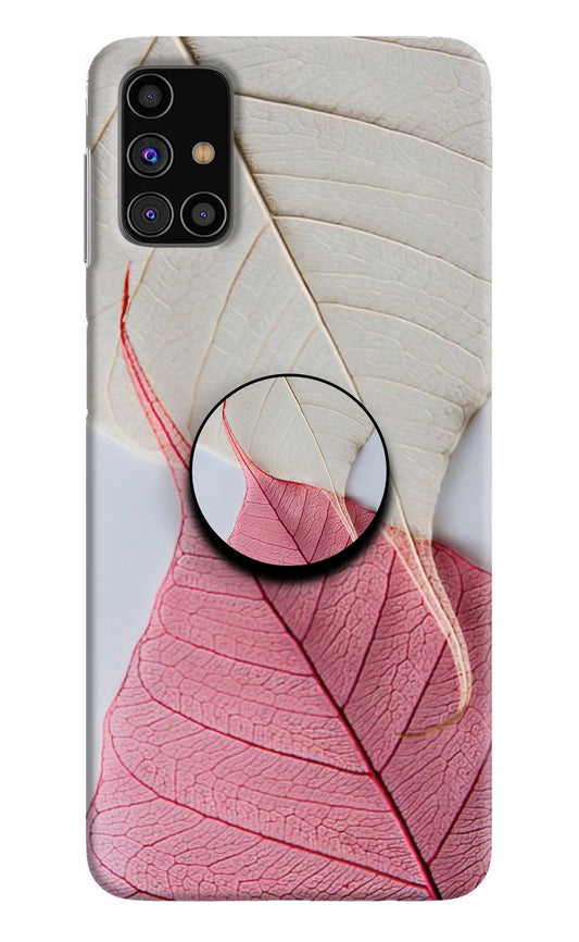White Pink Leaf Samsung M31s Pop Case by Casekaro