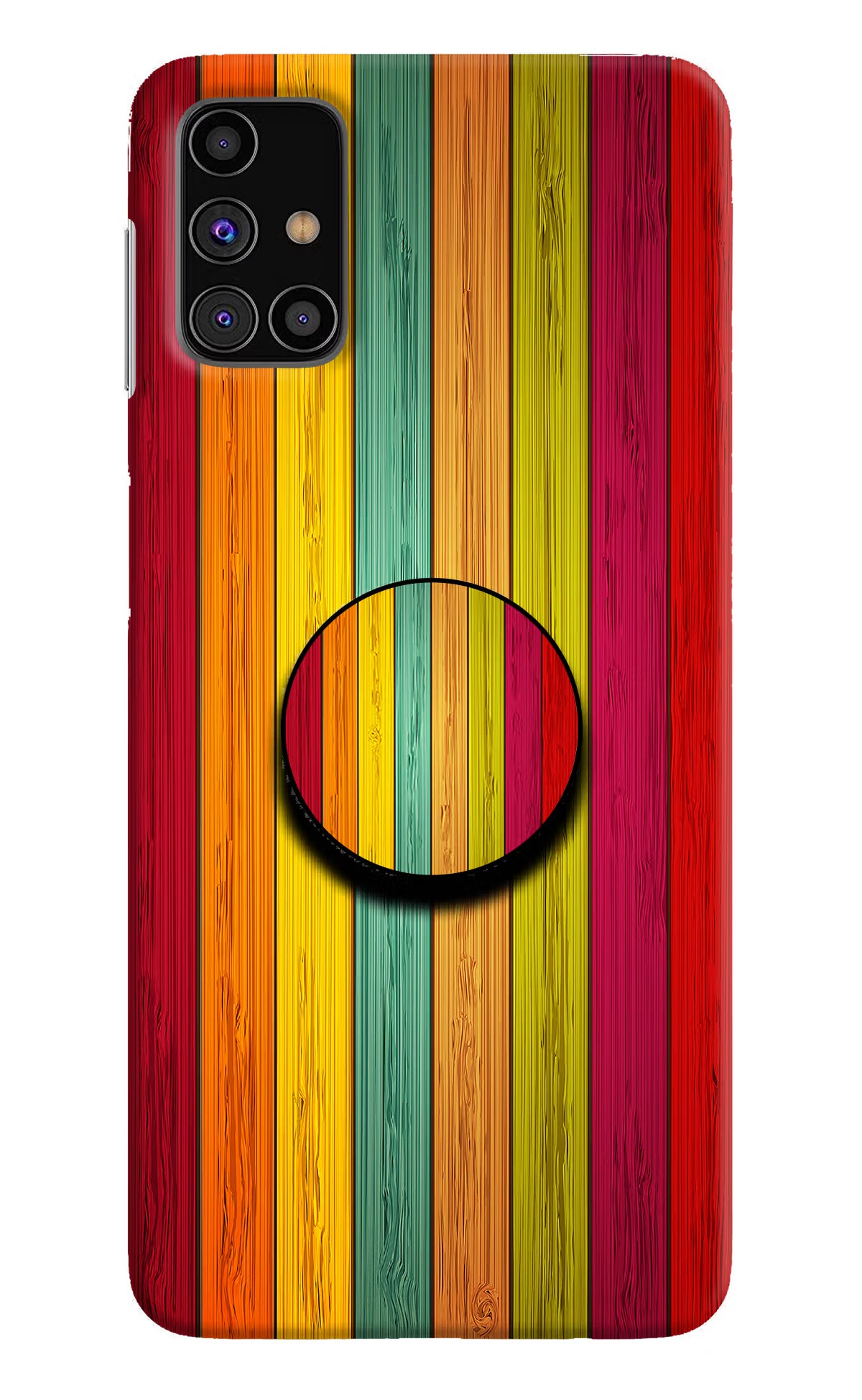 Multicolor Wooden Samsung M31s Pop Case by Casekaro
