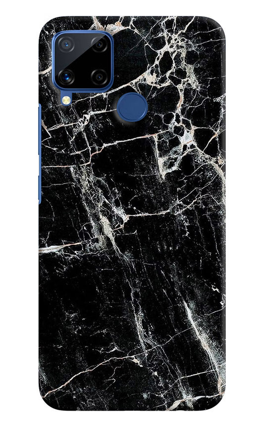 Black Marble Texture Realme C15 Hard Case Back Cover by Casekaro