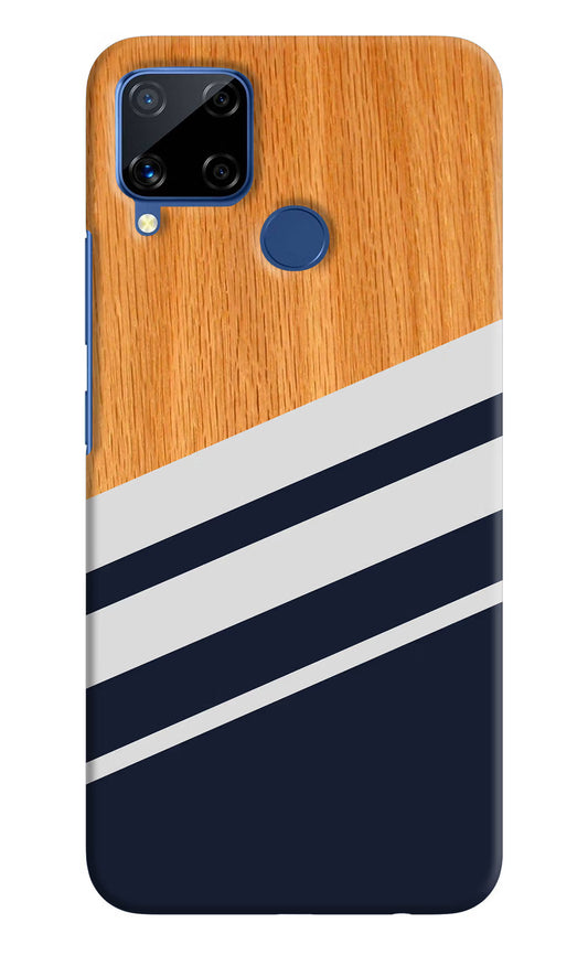 Blue and white wooden Realme C15 Hard Case Back Cover by Casekaro