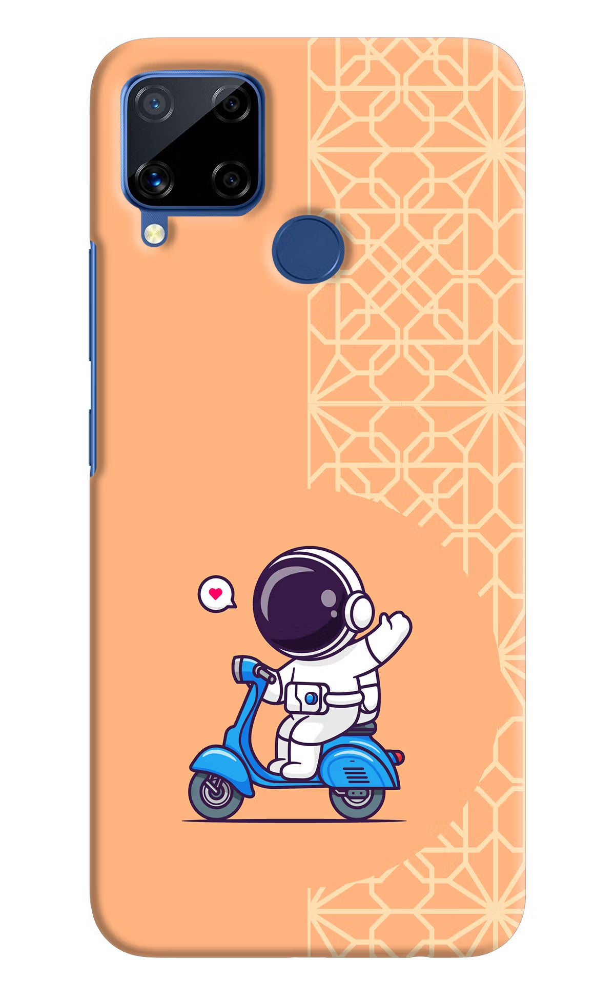 Cute Astronaut Riding Realme C15 Hard Case Back Cover by Casekaro