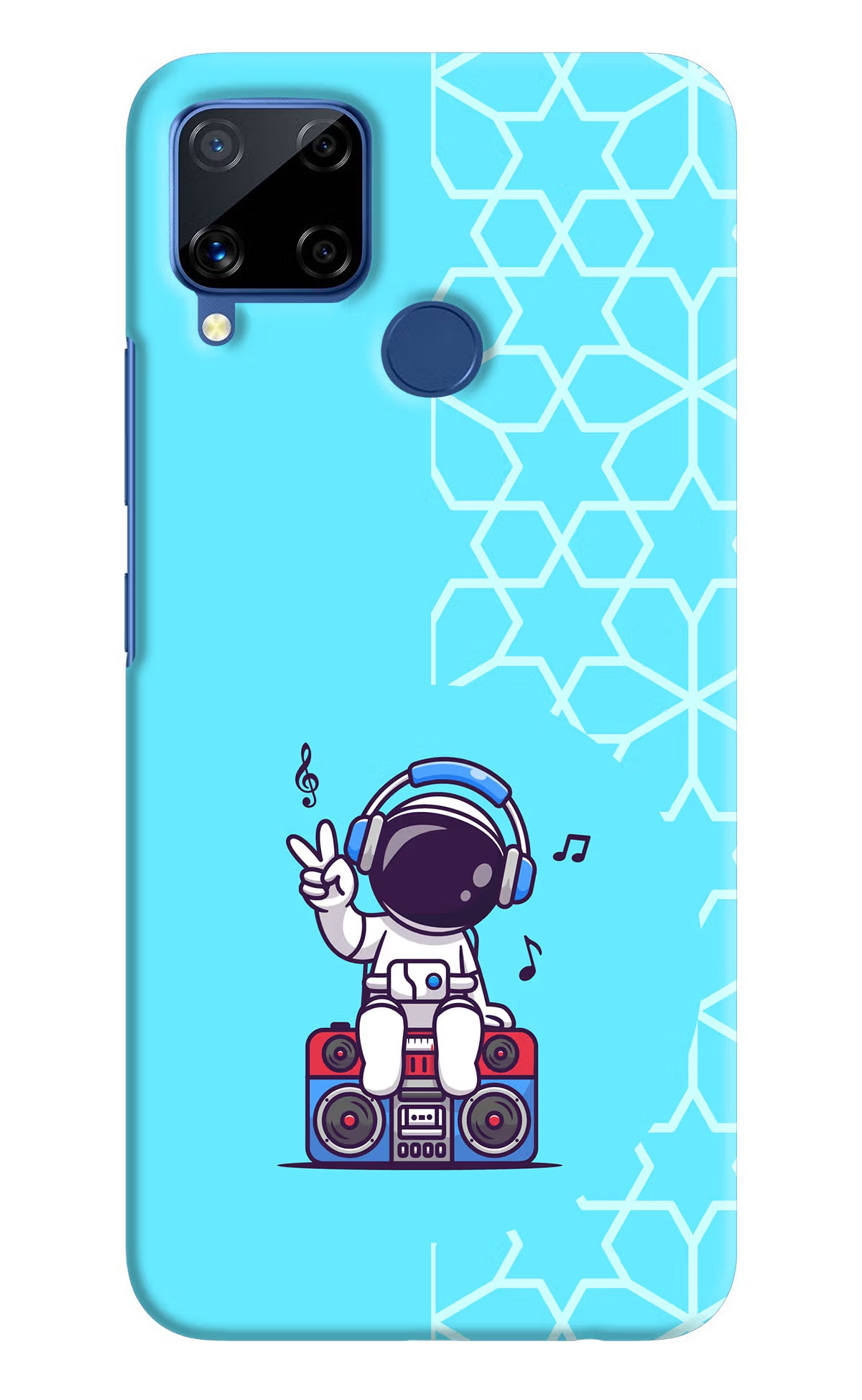 Cute Astronaut Chilling Realme C15 Hard Case Back Cover by Casekaro