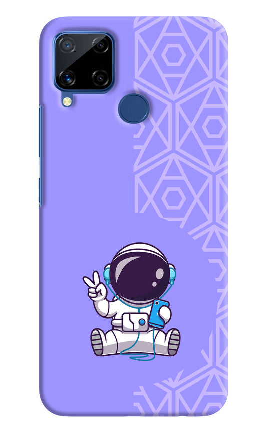 Cute Astronaut Chilling Realme C15 Hard Case Back Cover by Casekaro