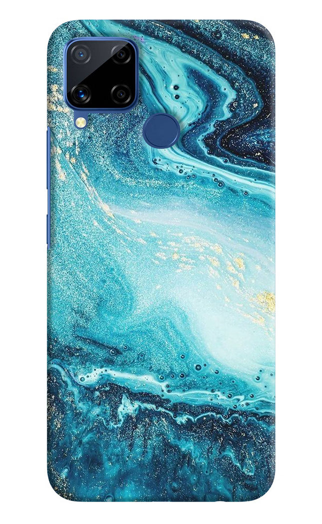 Blue Glitter Marble Realme C15 Hard Case Back Cover by Casekaro