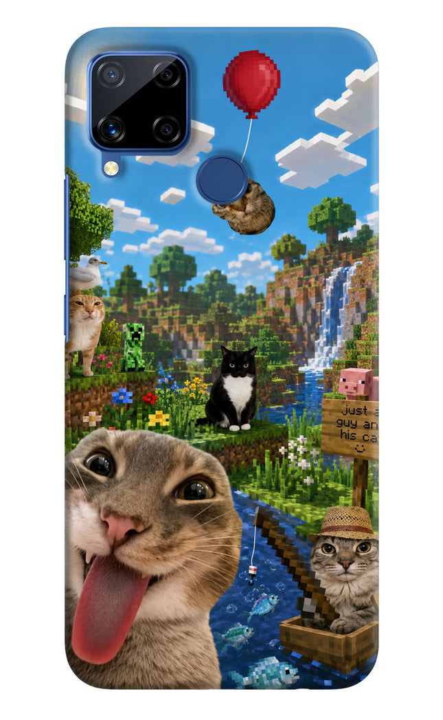 Minecraft Cat Chaos Realme C15 Hard Case Back Cover by Casekaro
