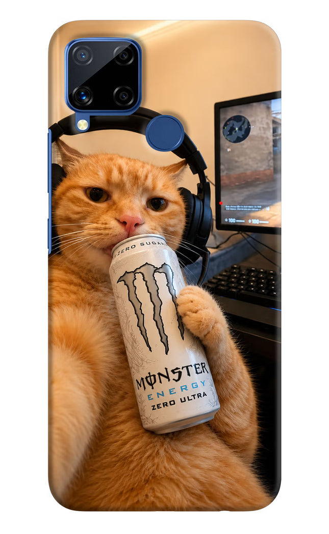 Gamer Cat Energy Realme C15 Hard Case Back Cover by Casekaro