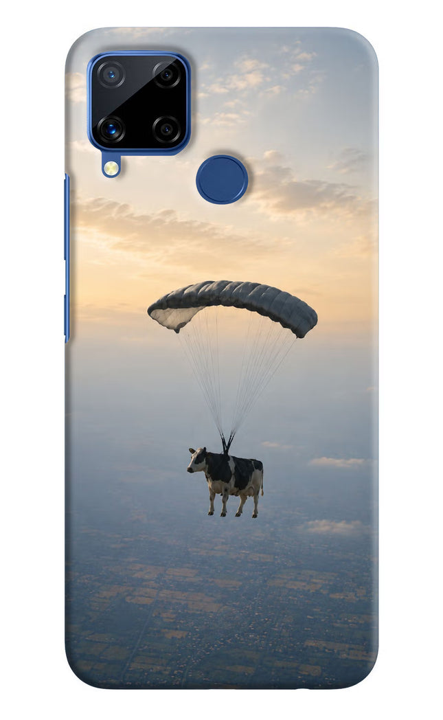 Skydiving Cow Realme C15 Hard Case Back Cover by Casekaro