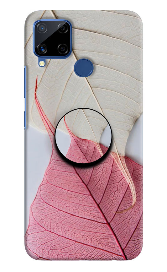 White Pink Leaf Realme C15 Pop Case by Casekaro