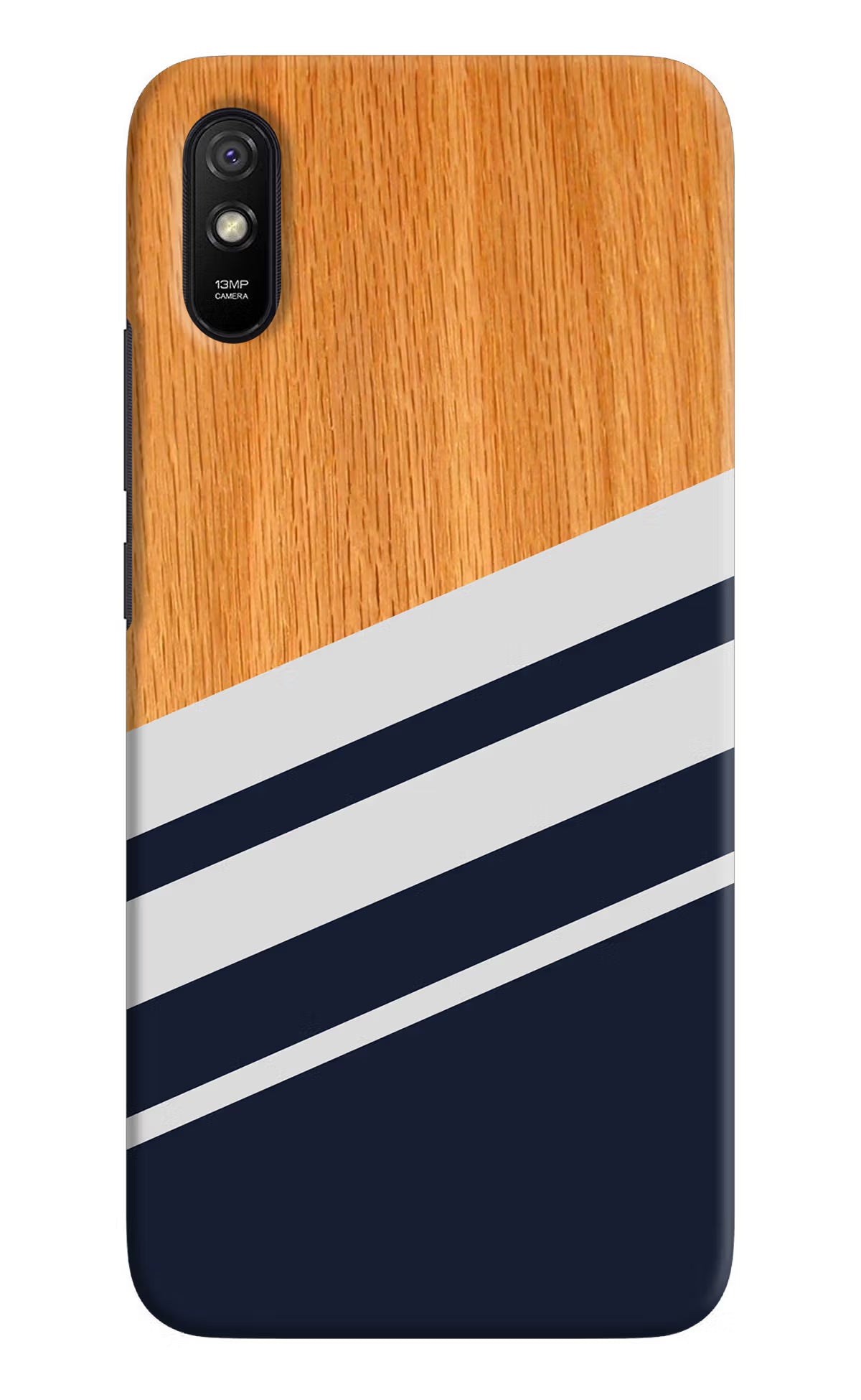 Blue and white wooden Redmi 9A/9i Hard Case Back Cover by Casekaro