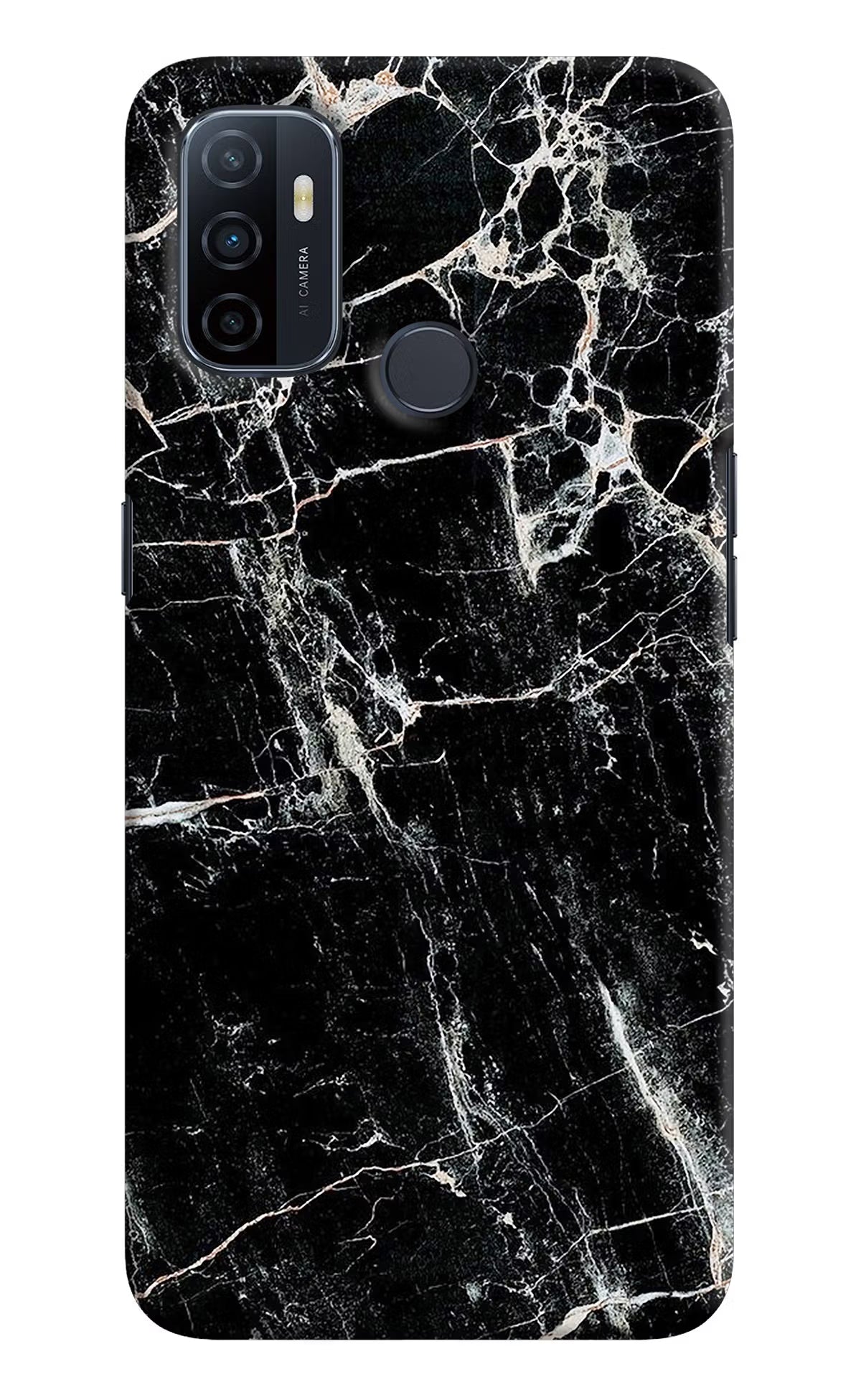 Black Marble Texture Oppo A53 2020 Hard Case Back Cover by Casekaro