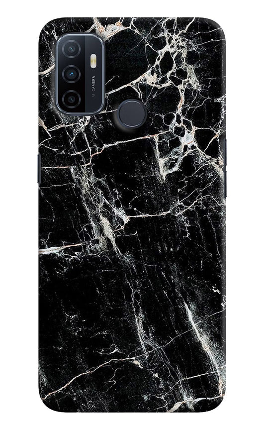 Black Marble Texture Oppo A53 2020 Hard Case Back Cover by Casekaro