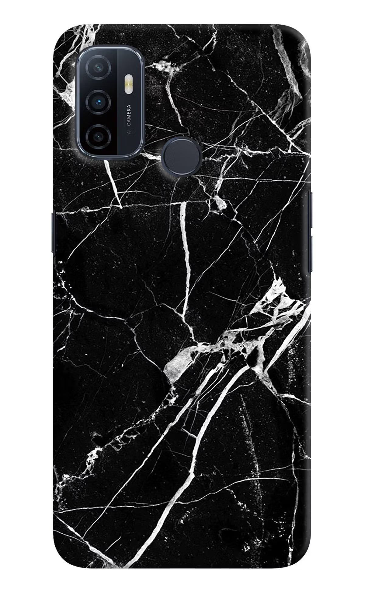 Black Marble Pattern Oppo A53 2020 Hard Case Back Cover by Casekaro