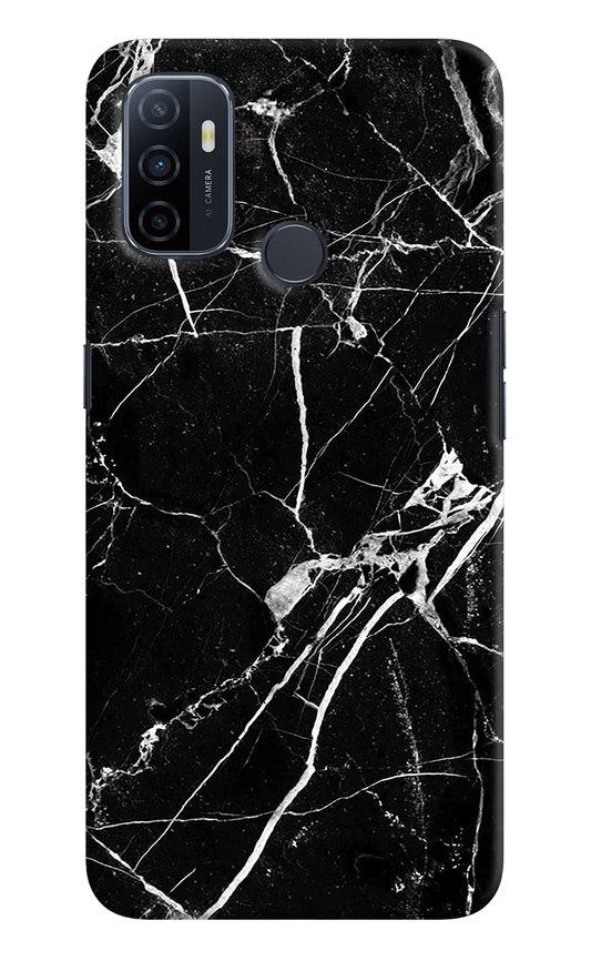 Black Marble Pattern Oppo A53 2020 Hard Case Back Cover by Casekaro