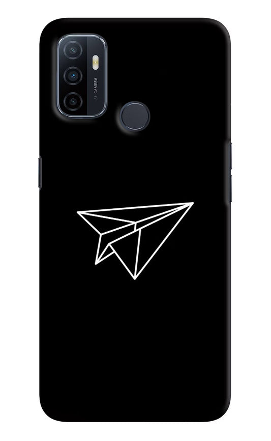 Paper Plane White Oppo A53 2020 Hard Case Back Cover by Casekaro