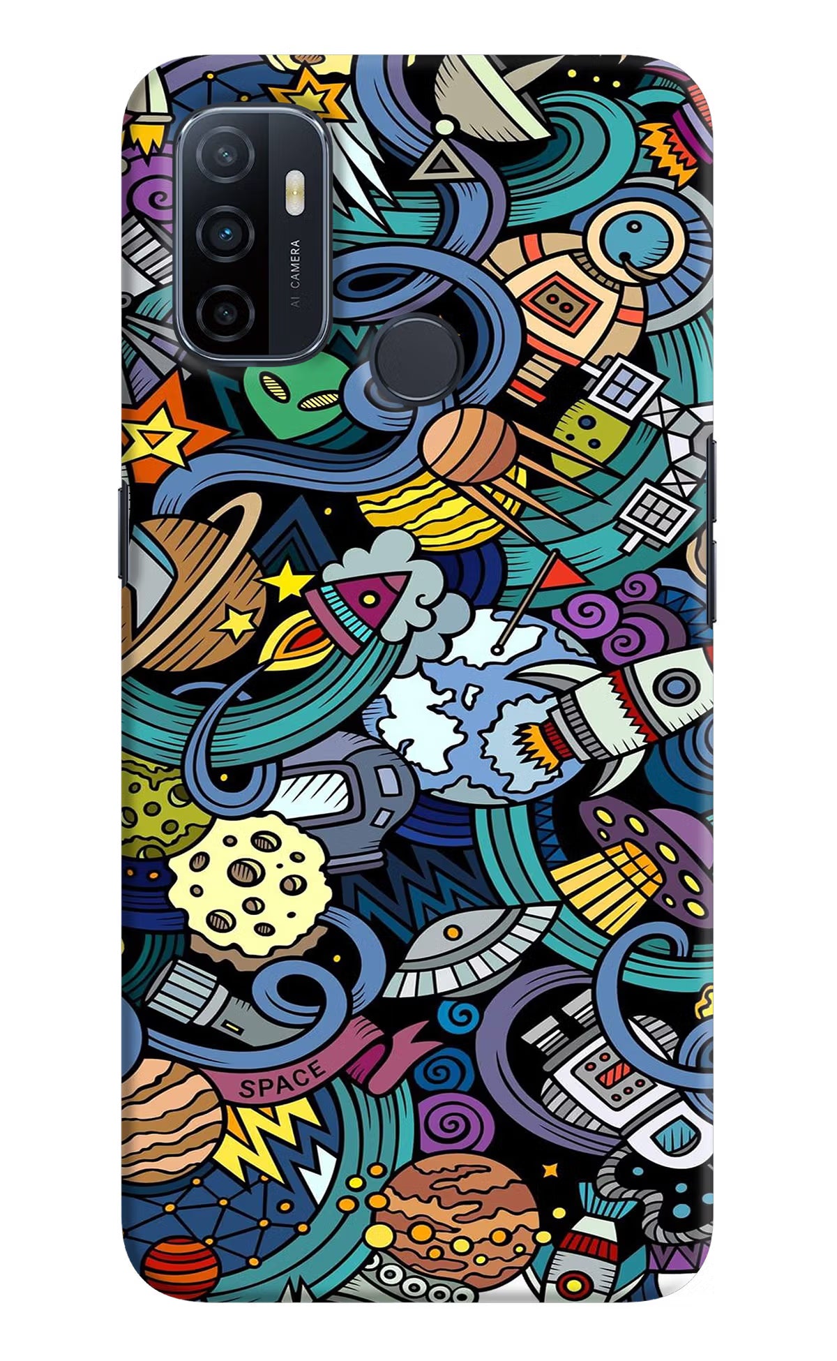 Space Abstract Oppo A53 2020 Hard Case Back Cover by Casekaro