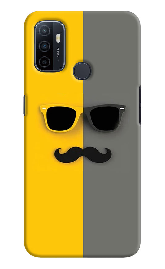 Sunglasses with Mustache Oppo A53 2020 Hard Case Back Cover by Casekaro
