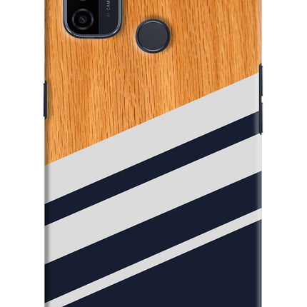 Blue and white wooden Oppo A53 2020 Hard Case Back Cover by Casekaro