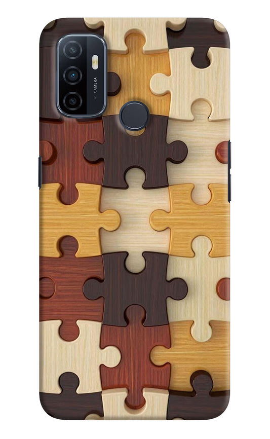 Wooden Puzzle Oppo A53 2020 Hard Case Back Cover by Casekaro