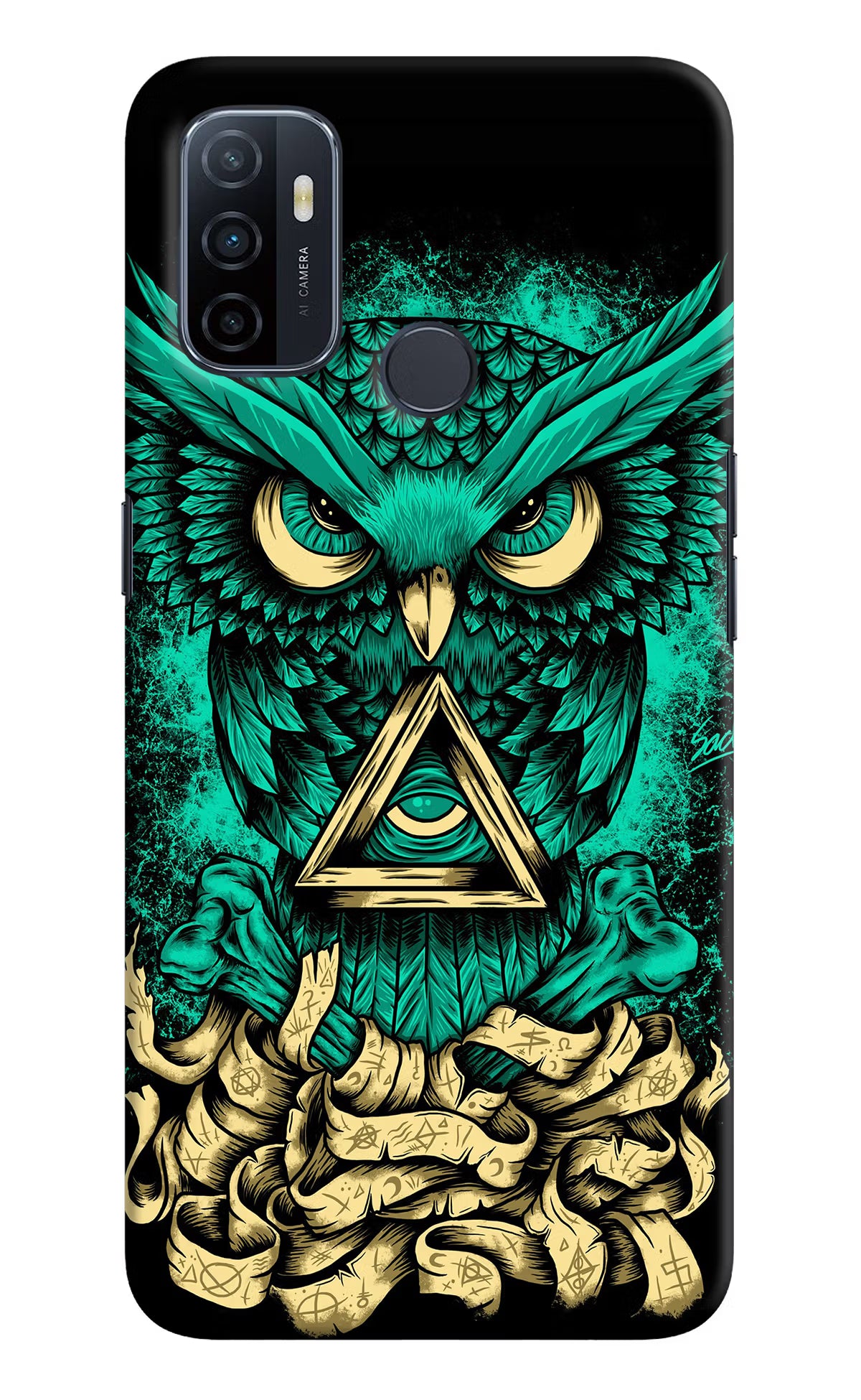 Green Owl Oppo A53 2020 Hard Case Back Cover by Casekaro