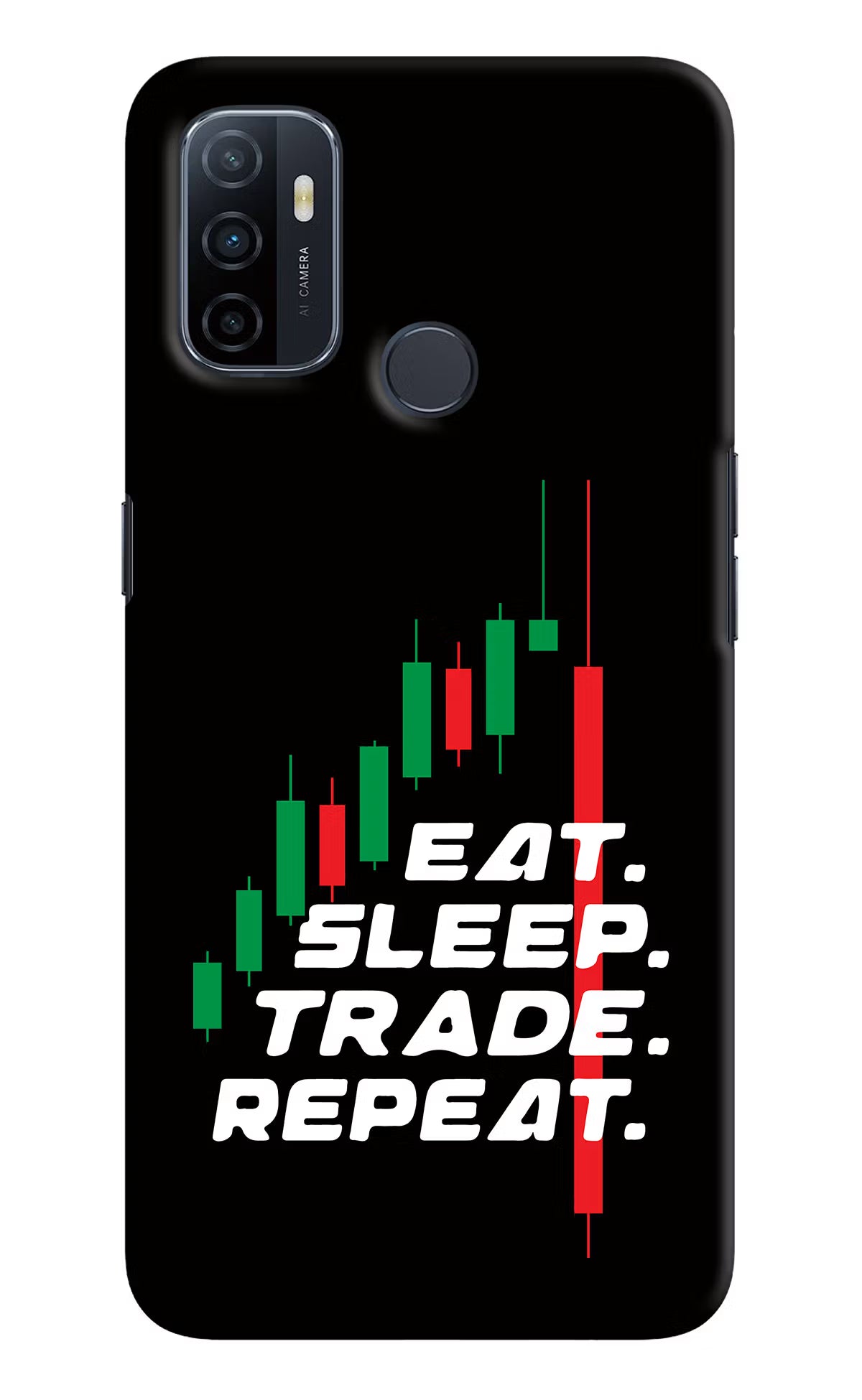 Eat Sleep Trade Repeat Oppo A53 2020 Hard Case Back Cover by Casekaro