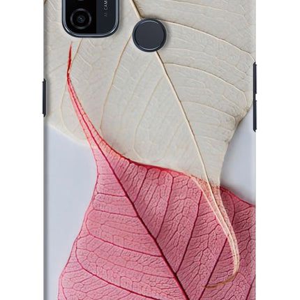 White Pink Leaf Oppo A53 2020 Hard Case Back Cover by Casekaro