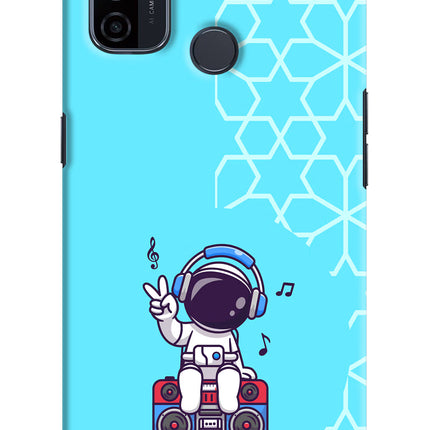 Cute Astronaut Chilling Oppo A53 2020 Hard Case Back Cover by Casekaro