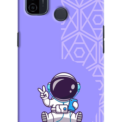 Cute Astronaut Chilling Oppo A53 2020 Hard Case Back Cover by Casekaro