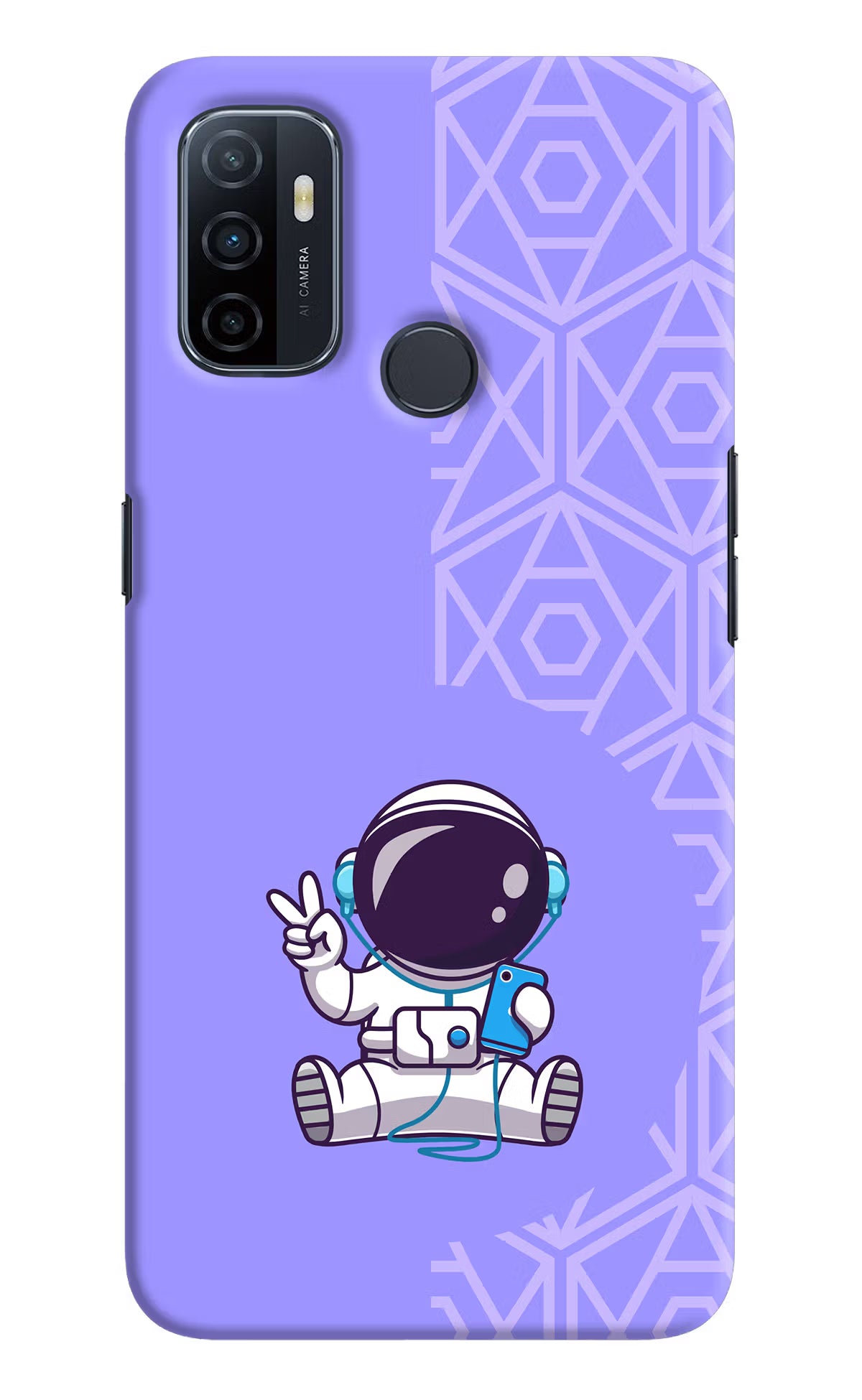 Cute Astronaut Chilling Oppo A53 2020 Hard Case Back Cover by Casekaro