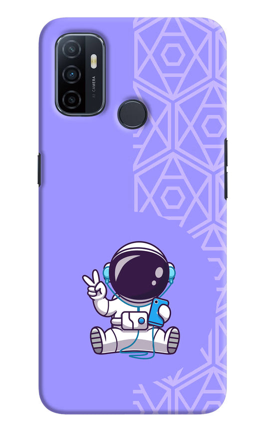 Cute Astronaut Chilling Oppo A53 2020 Hard Case Back Cover by Casekaro