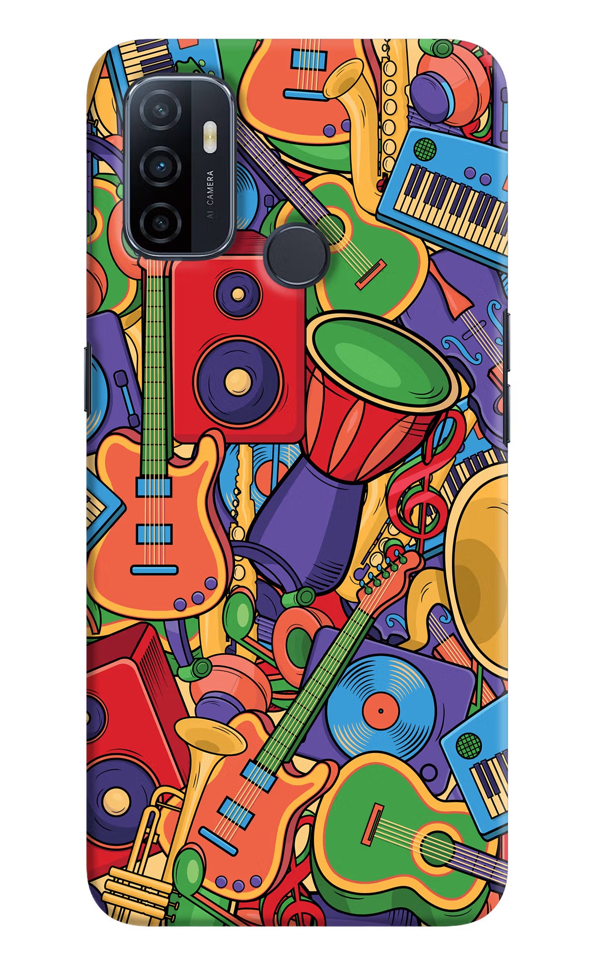 Music Instrument Doodle Oppo A53 2020 Hard Case Back Cover by Casekaro