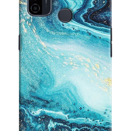 Blue Glitter Marble Oppo A53 2020 Hard Case Back Cover by Casekaro