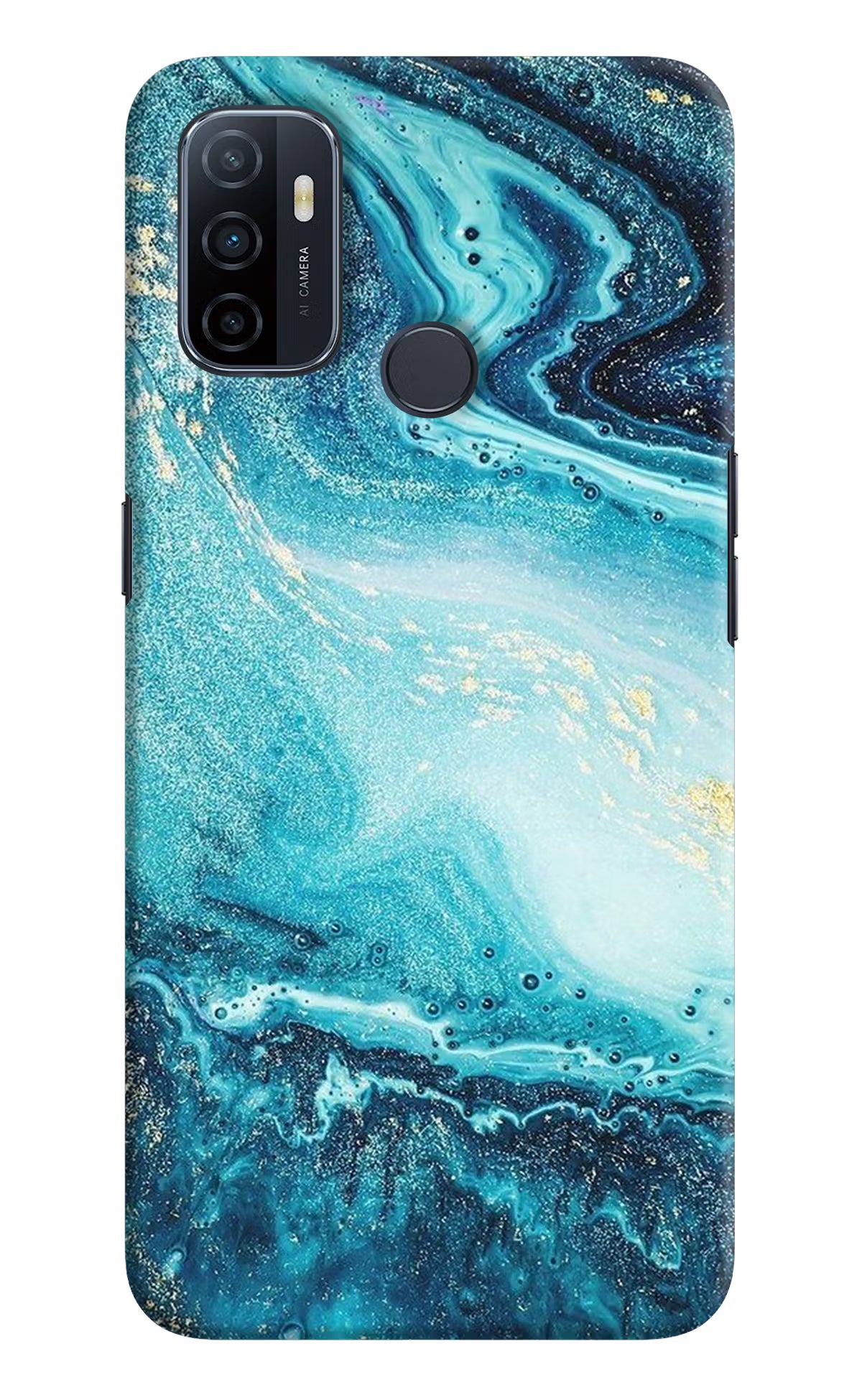 Blue Glitter Marble Oppo A53 2020 Hard Case Back Cover by Casekaro