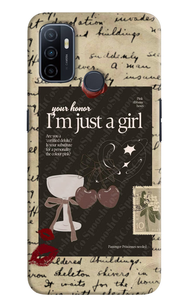 I am just a girl Oppo A53 2020 Hard Case Back Cover by Casekaro