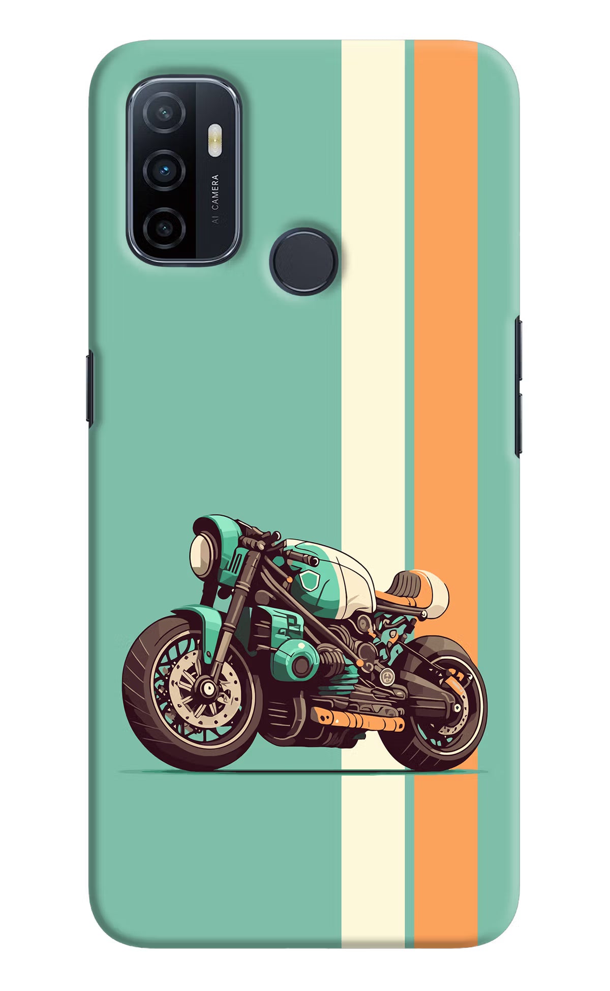 Striped Moto Drift Oppo A53 2020 Hard Case Back Cover by Casekaro
