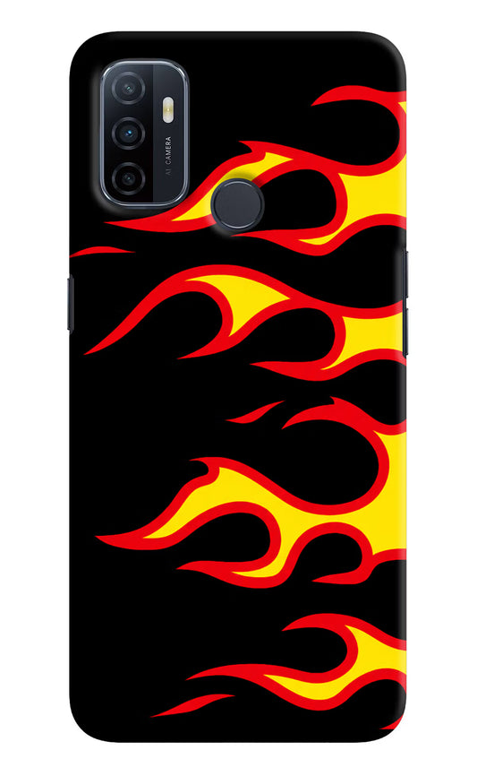 Side Sweep Flames Oppo A53 2020 Hard Case Back Cover by Casekaro