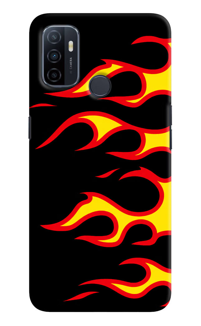 Side Sweep Flames Oppo A53 2020 Hard Case Back Cover by Casekaro