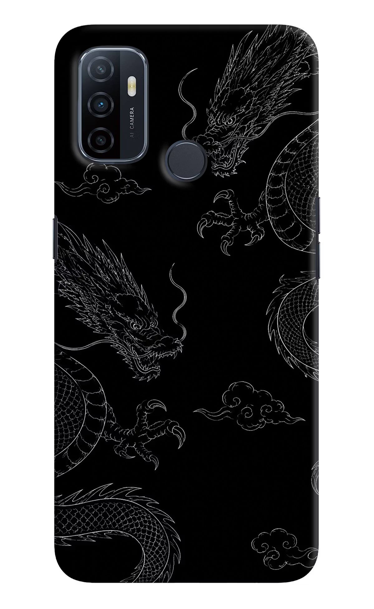 Twin Dragons Oppo A53 2020 Hard Case Back Cover by Casekaro