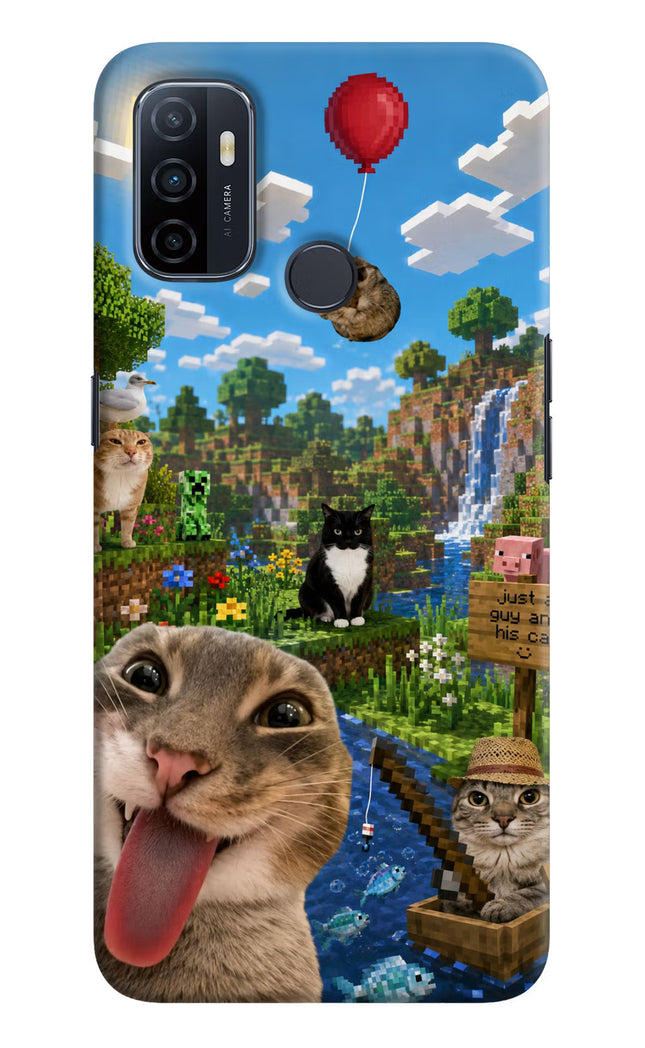 Minecraft Cat Chaos Oppo A53 2020 Hard Case Back Cover by Casekaro